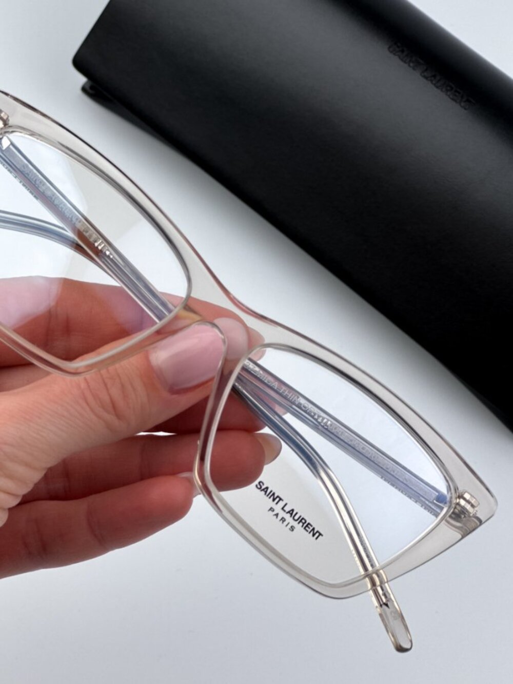 SAINT LAURENT SL737 MICA THIN OPT 004 BEIGE CAT EYE EYEGLASSES